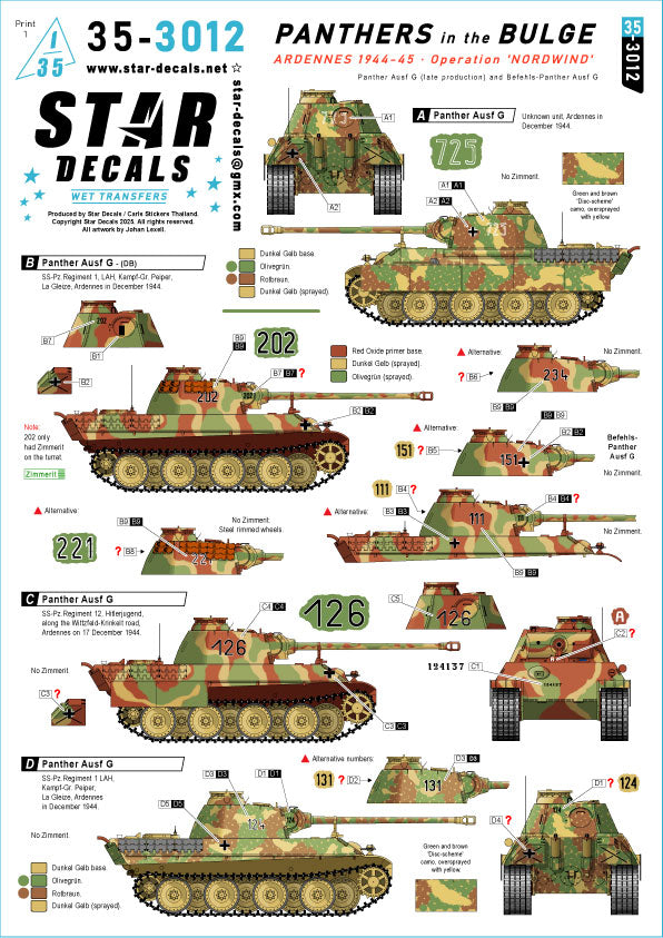 Star Decals 35-3012 1:35 Panthers in the Bulge