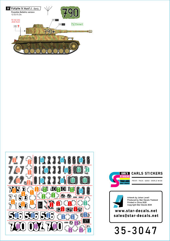 Star Decals 35-3047 1:35 Pz.Kpfw.IV Ausf.H and J.Normandy & France in 1944 # 2.