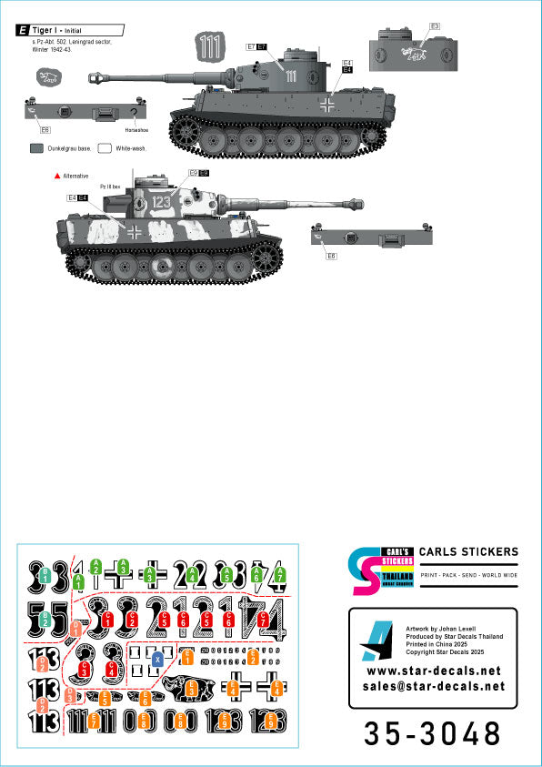 Star Decals 35-3048 1:35 Pz.Kpfw.VI Tiger I s.Pz.Abt. 502 # 1.