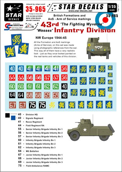 Star Decals 35965 1:35 British 43rd 'Wessex' Infantry Division NW Europe.