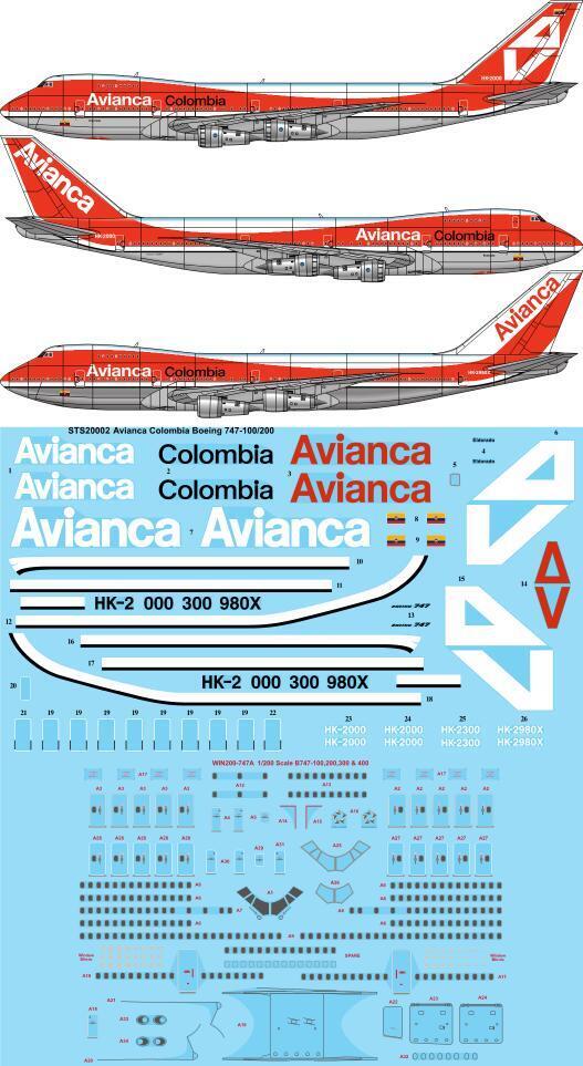 Twosix Silk STS20002 1:200 Boeing 747-100/747-200 AVIANCA COLUMBIA
