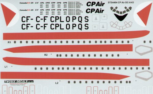 26 Decals STS44004 1:144 Douglas DC-8-63 CP Air C-FCPL/C-FCPO/C-FCPP/C-FCPQ/C-FCPS