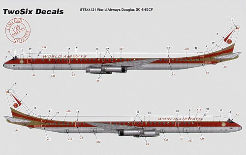 26 Decals STS44121 1:144 Douglas DC-8-63CF World Airways