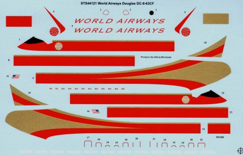 26 Decals STS44121 1:144 Douglas DC-8-63CF World Airways