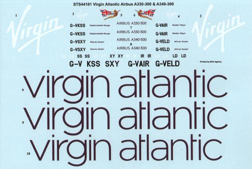 26 Decals STS44161 1:144 Airbus A330-300/A340-300 Virgin Atlantic '2010'