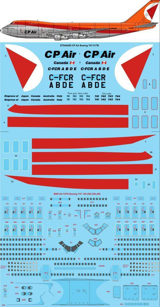 26 Decals STS44205 1:144 CP Air Boeing 747-217B