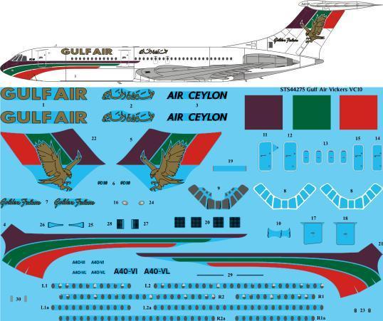 26 Decals STS44275 1:144 Gulf Air Vickers VC-10 Series 1101 [VC10]