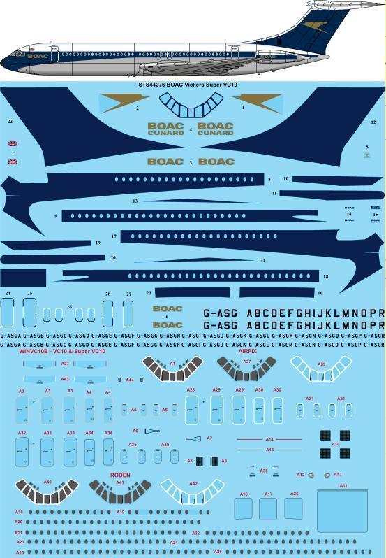 26 Decals STS44276 1:144 BOAC & BOAC Cunard Vickers Super VC10/VC-10