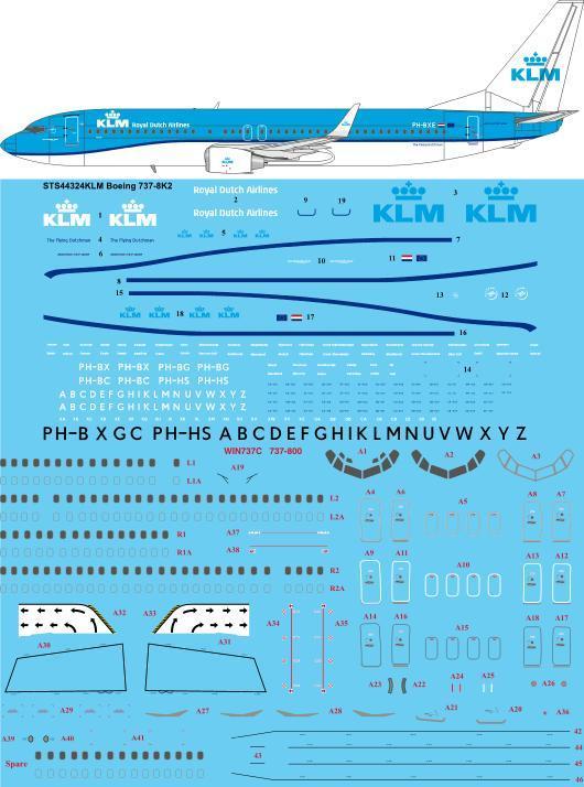 26 Decals STS44324 1:144 KLM New Livery Boeing 737-8K2