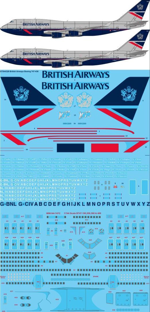 26 Decals STS44329 1:144 British Airways Landor Boeing 747-436 'BA 100'