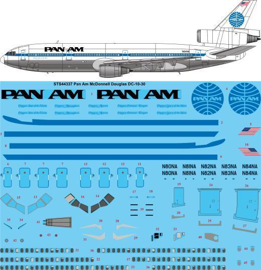 26 Decals STS44337 1:144 PAN AM McDonnell Douglas DC-10-30