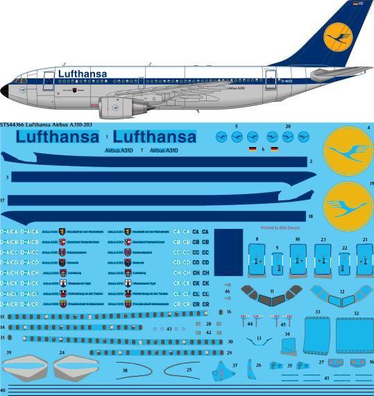 26 Decals STS44366 1:144 Lufthansa Delivery Airbus A310-200