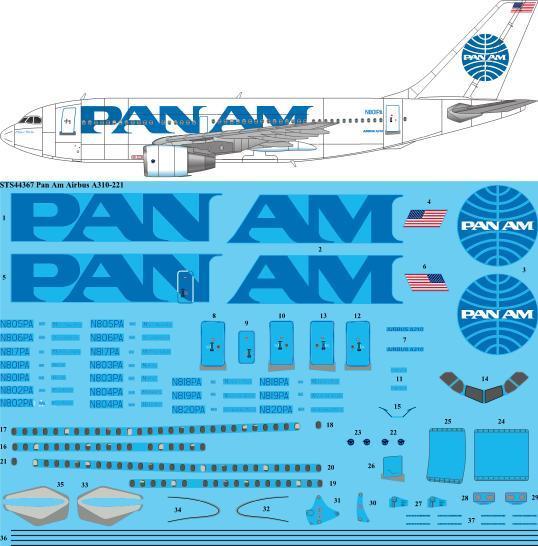 26 Decals STS44367 1:144 Pan Am Airbus A310-200