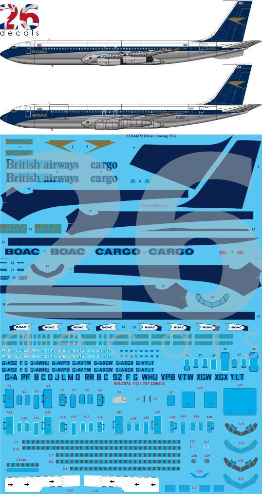 26 Decals STS44370 1:144 BOAC Boeing 707s