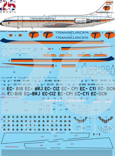 26 Decals STS44375 1:144 Transeuropa Caravelle 10R for A-Model