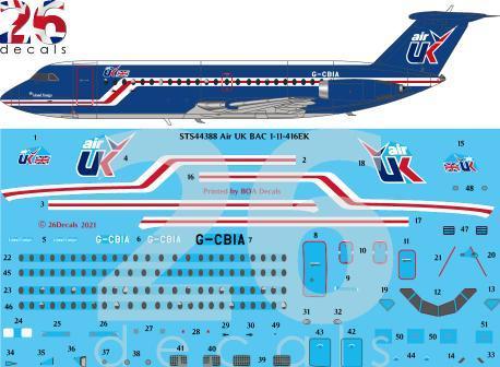 26 Decals STS44388 1:144 Air UK BAC 1-11-400 for Eastern Express