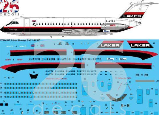 26 Decals STS44390 1:144 Laker Airways BAC 1-11-300 for Eastern Express