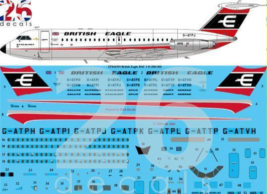 26 Decals STS44391 1:144 British Eagle BAC 1-11-200,300,400 for Eastern Express