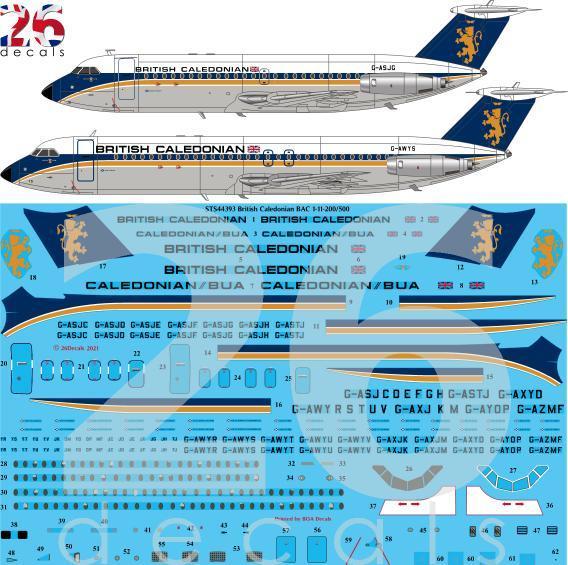 26 Decals STS44393 1:144 British Caledonian BAC 1-11-200/500 for Eastern Express