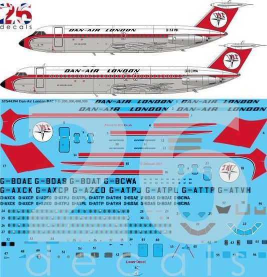 26 Decals STS44394 1:144 Dan-Air London BAC 1-11-200,300,400,500 for Eastern Express