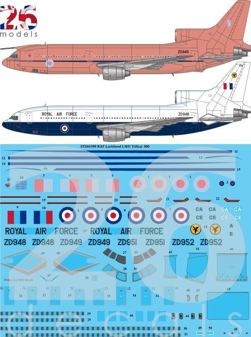 26 Decals STS44399 1:144 RAF TriStar 500