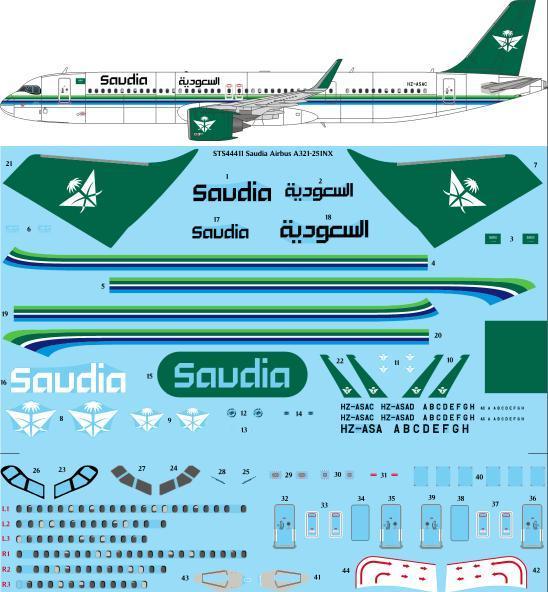 26 Decals STS44411 1:144 Saudia 'New Livery' Airbus A321-251NX (NEO)