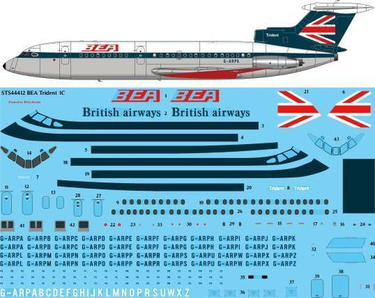 26 Decals STS44412 1:144 BEA Speedjack Hawker-Siddeley HS-121 Trident 1C