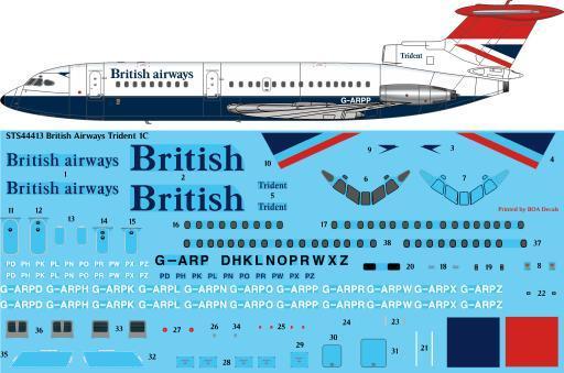 26 Decals STS44413 1:144 British Airways Hawker-Siddeley HS-121 Trident 1C