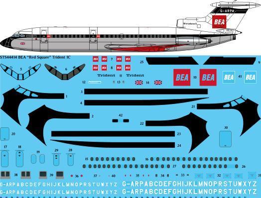 26 Decals STS44414 1:144 BEA Red Square Hawker-Siddeley HS-121 Trident 1C