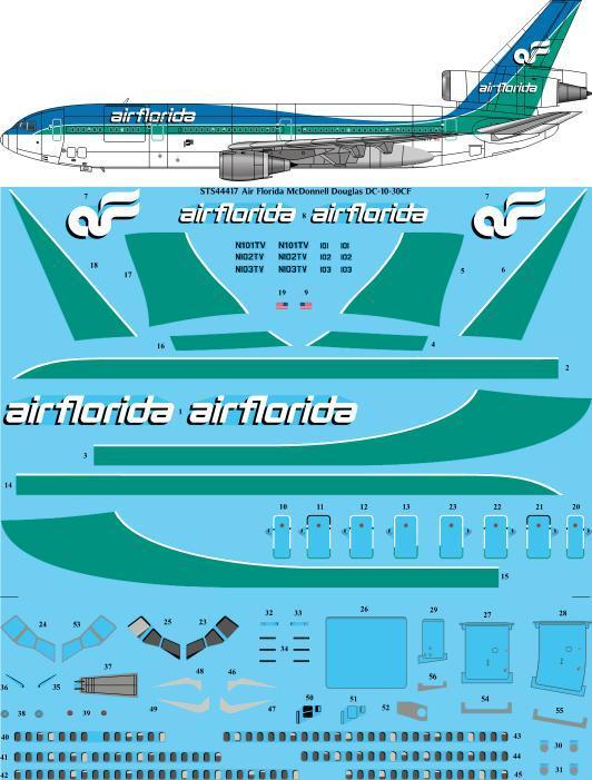 26 Decals STS44417 1:144 Air Florida McDonnell Douglas DC-10-30CF