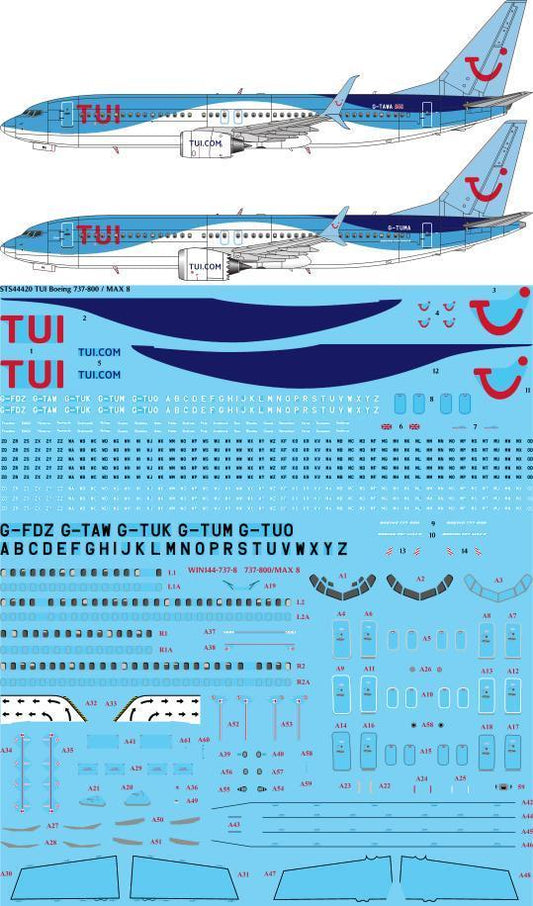 26 Decals STS44420 1:144 TUI Boeing 737-800 & MAX 8 - for Zvezda kits