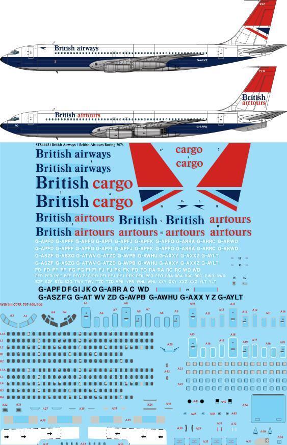 26 Decals STS44431 1:144 British Airways / British Airtours Boeing 707s -