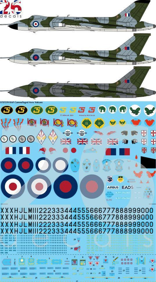 26 Decals STS7219 1:72 RAF Camouflaged Avro Vulcan B.2