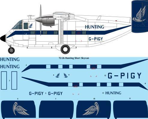 26 Decals TS7226 1:72 Hunting Shorts Skyvan laser decal