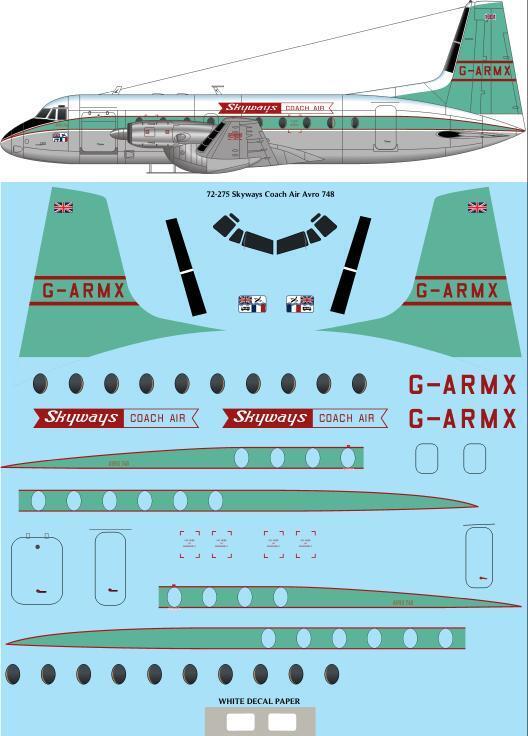 26 Decals TS72275 1:72 Skyways Coach Air G-ARMX Avro 748 laser decal - for Mach 2 kit
