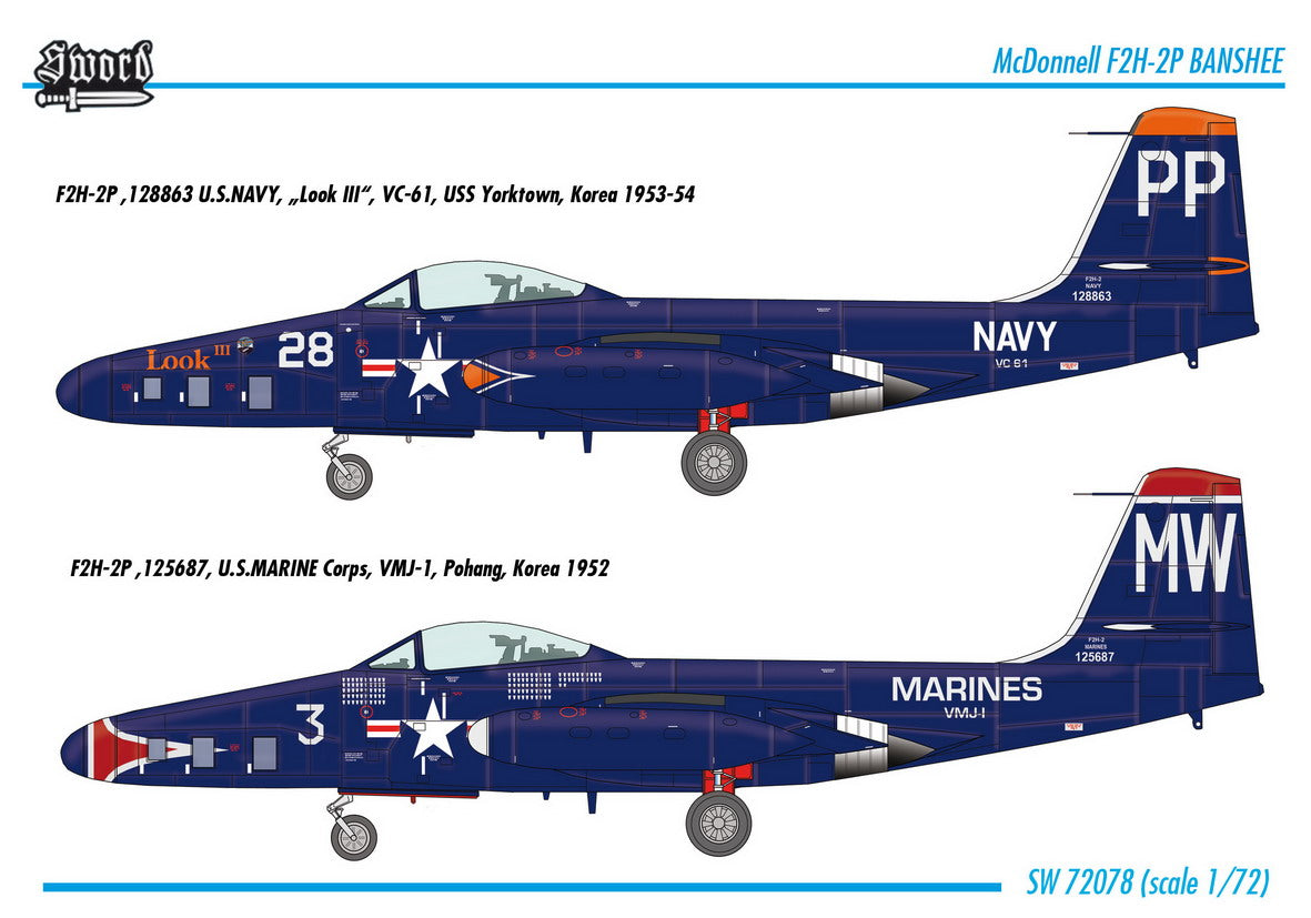 Sword 72078 1:72 McDonnell F2H-2P photo Banshee