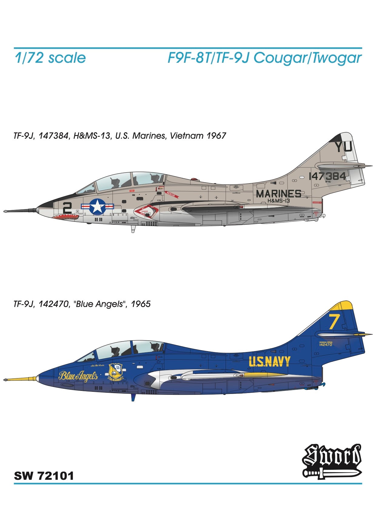 Sword SW 72101 1:72 Grumman TF-9J Twogar Vietnam/Blue Angels
