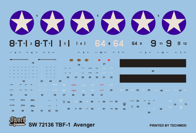 Sword 72136 1:72 Grumman TBF-1 Avenger over Midway and Guadalcanal