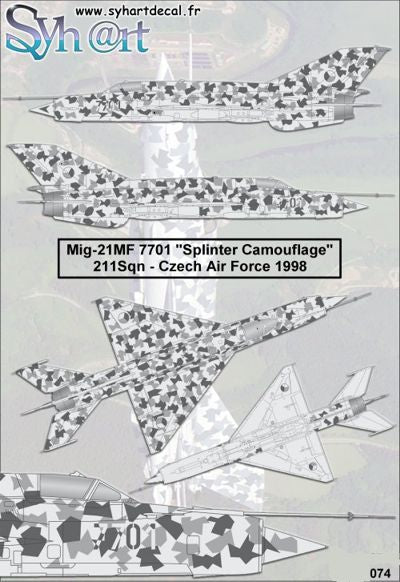 Syhart Decal 144074 1:144 Mikoyan MiG-21MF 7701 'Splinter Camouflage' Czech Air Force 1998