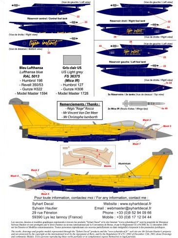 Syhart Decal 144075 1:144 Dassault Rafale C