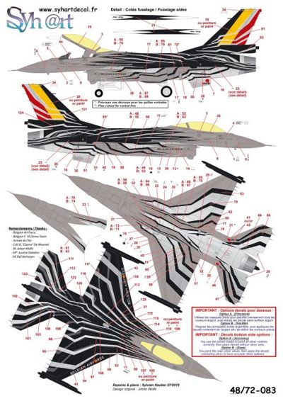 Syhart Decal 144083 1:144 General-Dynamics F-16AM Falcon FA-123 'Solo Display 2015 - Blizzard' Belgian AF