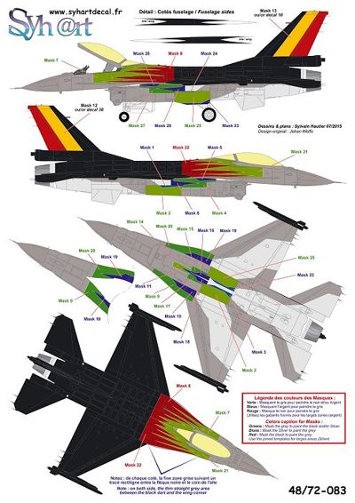 Syhart Decal 144083 1:144 General-Dynamics F-16AM Falcon FA-123 'Solo Display 2015 - Blizzard' Belgian AF