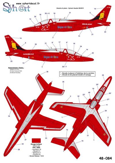 Syhart Decal 144084 1:144 Dassault-Dornier Alpha Jet AT26 'Solo Display 2001-2003' Belgian AF