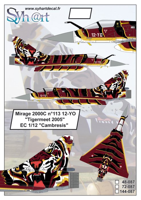 Syhart Decal 144087 1:144 Dassault-Mirage 2000C 12-YO Tigermeet 2005