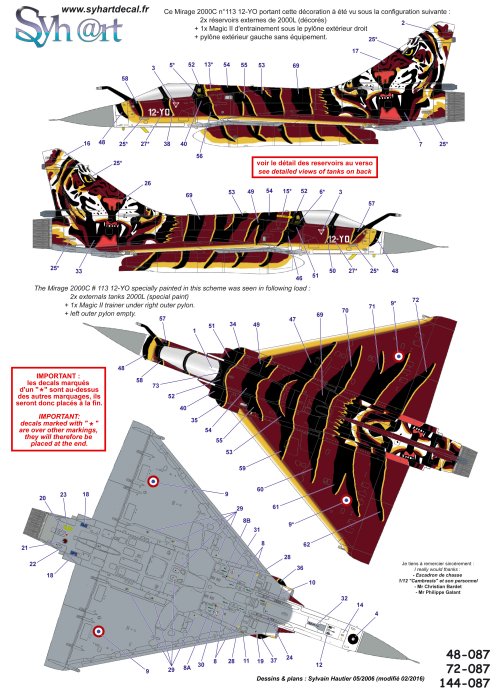 Syhart Decal 144087 1:144 Dassault-Mirage 2000C 12-YO Tigermeet 2005