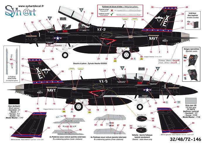Syhart Decal 144146 1:144 Boeing F/A-18F Super Hornet 166673 'Vandy One' VX-9 - US Navy 2023