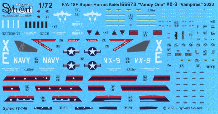Syhart Decal 144146 1:144 Boeing F/A-18F Super Hornet 166673 'Vandy One' VX-9 - US Navy 2023