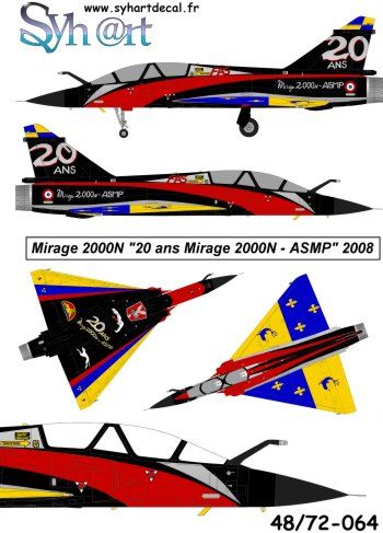 Syhart Decal 48064 1:48 Dassault-Mirage 2000N '20ans Dassault-Mirage 2000N ASMP' EC1/4 Dauphine 2008