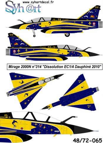 Syhart Decal 48065 1:48 Dassault-Mirage 2000N n°314 'Dissolution EC1/4 Dauphine 2010