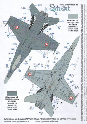 Syhart Decal 48069 1:48 F/A-18C Hornet Swiss Air Force J-5011, NATO Tigermeet 2011 with striking Tiger heads on fins